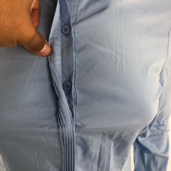 Blouse Long Sleeve Top Blue Large Button Down - Picture 5 of 8